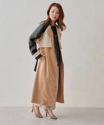 異素材バイカラートレンチコート