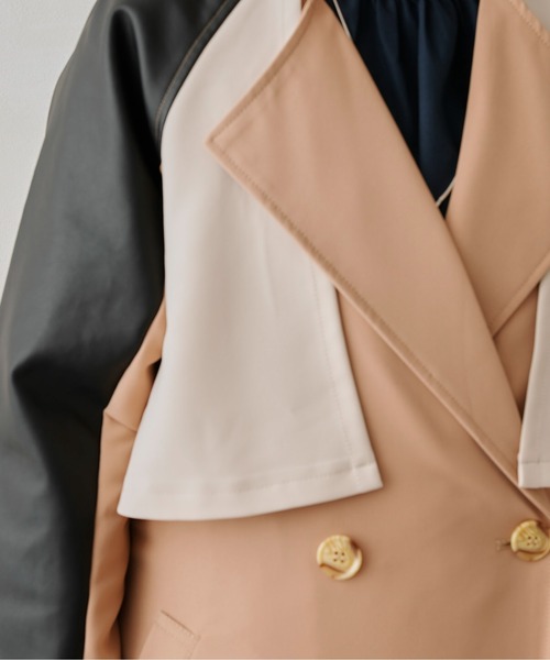 Chez toi（シェトワ）の「異素材バイカラートレンチコート（トレンチコート・レディース・ブラック/ベージュ/ブルー・FREE）」の15枚目の写真