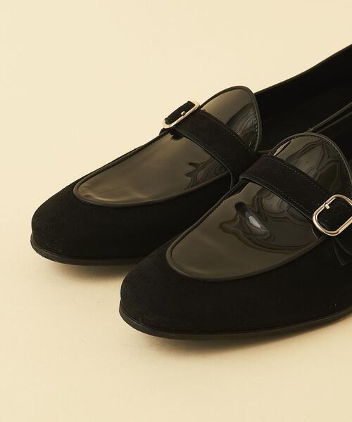 FERRANTE（フェランテ）の「＜FERRANTE（フェランテ) ＞ ベルテッド コンビシューズ（スリッポン・メンズ・ブラック・7h/7/8h/6h/6/8）」の7枚目の写真