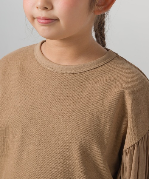 OMNES(オムネス)の「キッズ スラブコットン袖ボリューム長袖Tシャツ ロンT(Tシャツ/カットソー・キッズ・ネイビー/ピンク/アイボリー/キャメル/グレイッシュブルー・100/110/120/130/140)」の6枚目の写真