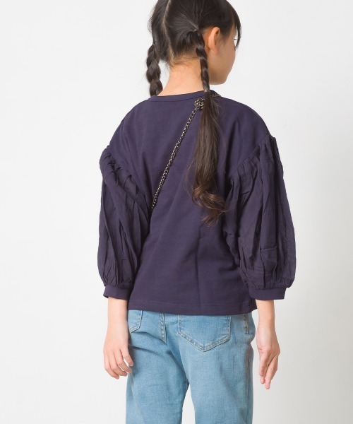 OMNES(オムネス)の「キッズ スラブコットン袖ボリューム長袖Tシャツ ロンT(Tシャツ/カットソー・キッズ・ネイビー/ピンク/アイボリー/キャメル/グレイッシュブルー・100/110/120/130/140)」の12枚目の写真