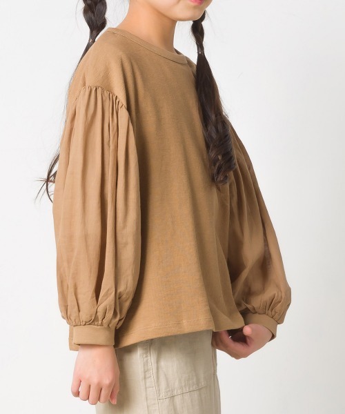 OMNES(オムネス)の「キッズ スラブコットン袖ボリューム長袖Tシャツ ロンT(Tシャツ/カットソー・キッズ・ネイビー/ピンク/アイボリー/キャメル/グレイッシュブルー・100/110/120/130/140)」の15枚目の写真
