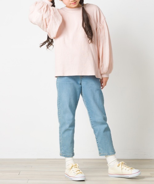 OMNES(オムネス)の「キッズ スラブコットン袖ボリューム長袖Tシャツ ロンT(Tシャツ/カットソー・キッズ・ネイビー/ピンク/アイボリー/キャメル/グレイッシュブルー・100/110/120/130/140)」の17枚目の写真