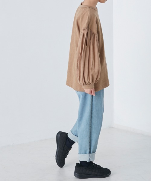 OMNES(オムネス)の「キッズ スラブコットン袖ボリューム長袖Tシャツ ロンT(Tシャツ/カットソー・キッズ・ネイビー/ピンク/アイボリー/キャメル/グレイッシュブルー・100/110/120/130/140)」の22枚目の写真