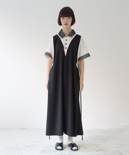 La SRIC（ラスリック）の「La SRIC / ドッキングポロOP（シャツワンピース・レディース・オフホワイト/カーキ・38）」の3枚目の写真