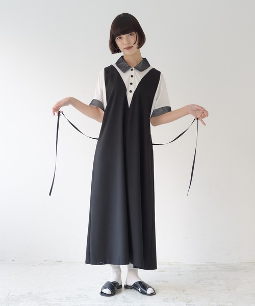 La SRIC（ラスリック）の「La SRIC / ドッキングポロOP（シャツワンピース・レディース・オフホワイト/カーキ・38）」の9枚目の写真