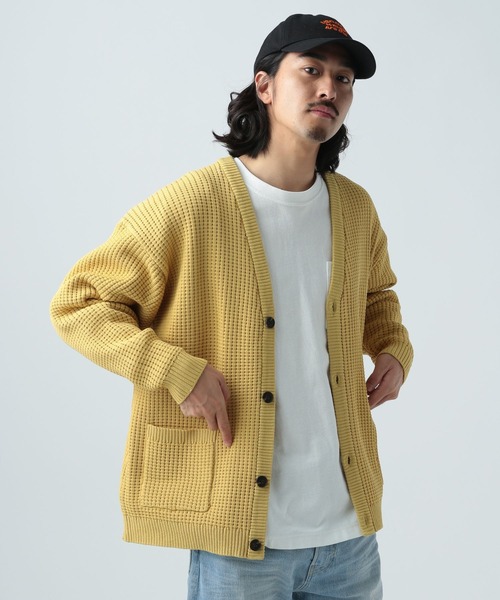 BAYFLOW（ベイフロー）の「7Gワッフルニットカーディガン（カーディガン/ボレロ・メンズ・ライトグリーン/オフホワイト/イエロー/チャコール/ベージュ/ブルー・MEDIUM/LARGE）」の6枚目の写真