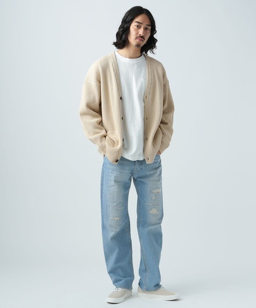 BAYFLOW（ベイフロー）の「7Gワッフルニットカーディガン（カーディガン/ボレロ・メンズ・ライトグリーン/オフホワイト/イエロー/チャコール/ベージュ/ブルー・MEDIUM/LARGE）」の7枚目の写真