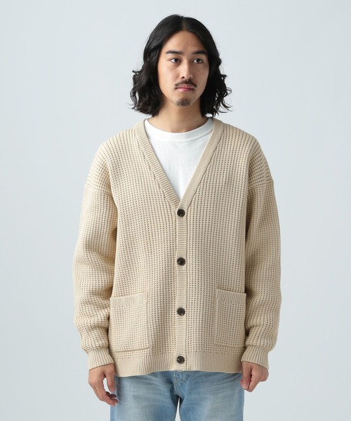 BAYFLOW（ベイフロー）の「7Gワッフルニットカーディガン（カーディガン/ボレロ・メンズ・ライトグリーン/オフホワイト/イエロー/チャコール/ベージュ/ブルー・MEDIUM/LARGE）」の8枚目の写真