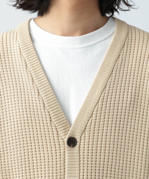 BAYFLOW（ベイフロー）の「7Gワッフルニットカーディガン（カーディガン/ボレロ・メンズ・ライトグリーン/オフホワイト/イエロー/チャコール/ベージュ/ブルー・MEDIUM/LARGE）」の12枚目の写真