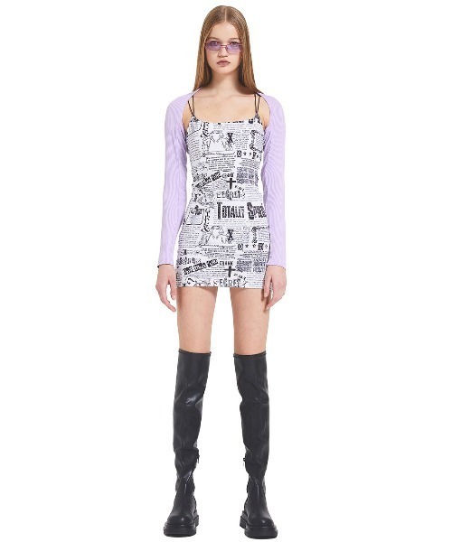 CRANK（クランク）の「A'GEM/9 × .kom『CRANK/クランク』NEWSPAPER SLIM DRESS/ニュースペーパー総柄 スリムワンピース（ワンピース・レディース・ホワイト/ブラック・S/M）」の9枚目の写真