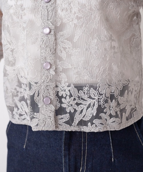 OLIVE des OLIVE（オリーブデオリーブ）の「花刺繍オーガンジープルオーバー（シャツ/ブラウス・レディース・オフホワイト/ブラック/ライトグレー・FREE）」の13枚目の写真