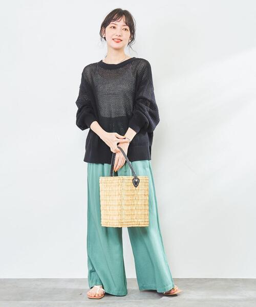 Fatima morocco（ファティマモロッコ）の「Market（マーケット）Fatima Morocco（ファティマモロッコ）巾着付きバスケット（かごバッグ・レディース・ブラック/シルバー・FREE）」の4枚目の写真