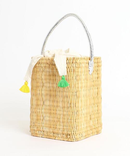 Fatima morocco（ファティマモロッコ）の「Market（マーケット）Fatima Morocco（ファティマモロッコ）巾着付きバスケット（かごバッグ・レディース・ブラック/シルバー・FREE）」の22枚目の写真