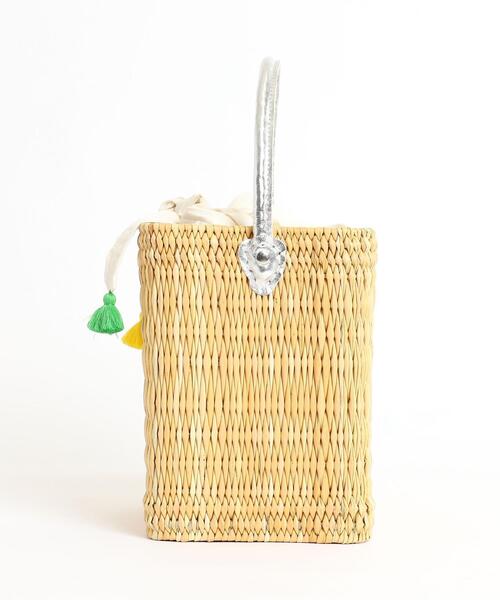 Fatima morocco（ファティマモロッコ）の「Market（マーケット）Fatima Morocco（ファティマモロッコ）巾着付きバスケット（かごバッグ・レディース・ブラック/シルバー・FREE）」の11枚目の写真