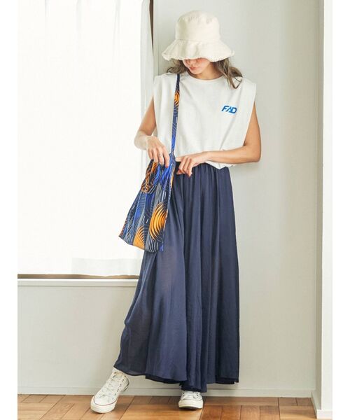 Ungrid（アングリッド）の「ロゴルーズタンクトップ（タンクトップ・レディース・チャコールグレー/オフホワイト/グリーン・FREE）」の4枚目の写真