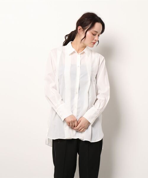 Te chichi（テチチ）の「バックプリーツチュニックシャツ（シャツ/ブラウス・レディース・ベージュ/オフホワイト/チャコール・ﾌﾘ-）」の8枚目の写真