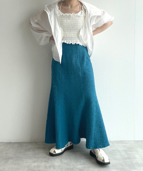 w closet（ダブルクローゼット）の「凸凹ジャガードマーメイドスカート（スカート・レディース・オフホワイト/ブルー/ブラック・FREE）」の14枚目の写真