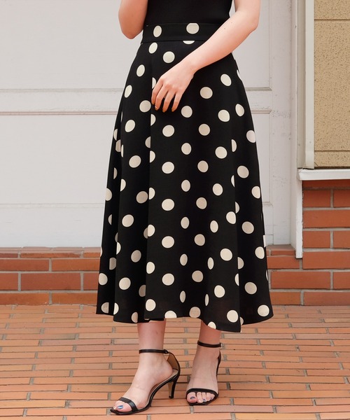 STRAWBERRY-FIELDS（ストロベリーフィールズ）の「セレーナドット　スカート（スカート・レディース・ブラック/ベージュ・2）」の7枚目の写真
