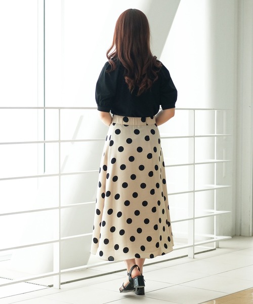 STRAWBERRY-FIELDS（ストロベリーフィールズ）の「セレーナドット　スカート（スカート・レディース・ブラック/ベージュ・2）」の12枚目の写真