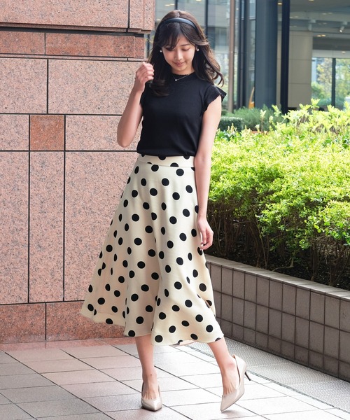 STRAWBERRY-FIELDS（ストロベリーフィールズ）の「セレーナドット　スカート（スカート・レディース・ブラック/ベージュ・2）」の13枚目の写真