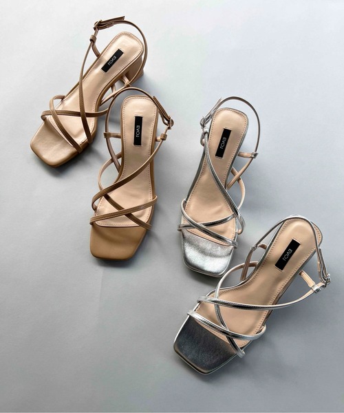 EVOL（イーボル）の「ブロックヒールナローストラップサンダル（サンダル・レディース・ベージュ/シルバー・S/M/L）」の12枚目の写真