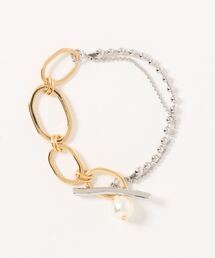 mou | ２トーン艶チェーンパールブレス(ブレスレット)