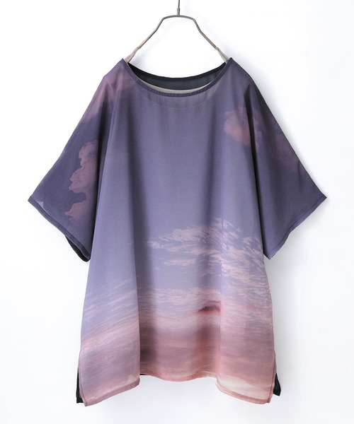 n'OrLABEL（ノアールレーベル）の「【廃盤】『フォトプリントシアートップス×タンクトップセット』（Tシャツ/カットソー・レディース・ネイビー/ライトグリーン・FREE）」の2枚目の写真