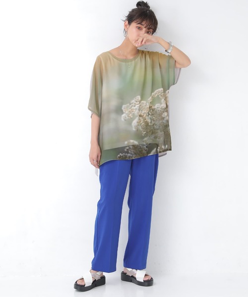 n'OrLABEL（ノアールレーベル）の「【廃盤】『フォトプリントシアートップス×タンクトップセット』（Tシャツ/カットソー・レディース・ネイビー/ライトグリーン・FREE）」の10枚目の写真