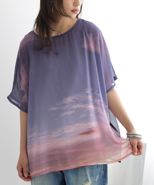 n'OrLABEL（ノアールレーベル）の「【廃盤】『フォトプリントシアートップス×タンクトップセット』（Tシャツ/カットソー・レディース・ネイビー/ライトグリーン・FREE）」の13枚目の写真