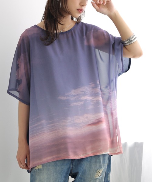 n'OrLABEL（ノアールレーベル）の「【廃盤】『フォトプリントシアートップス×タンクトップセット』（Tシャツ/カットソー・レディース・ネイビー/ライトグリーン・FREE）」の14枚目の写真