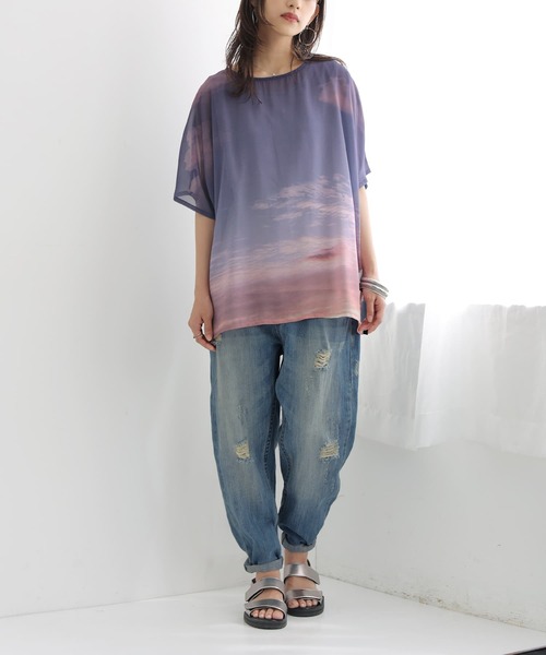 n'OrLABEL（ノアールレーベル）の「【廃盤】『フォトプリントシアートップス×タンクトップセット』（Tシャツ/カットソー・レディース・ネイビー/ライトグリーン・FREE）」の15枚目の写真