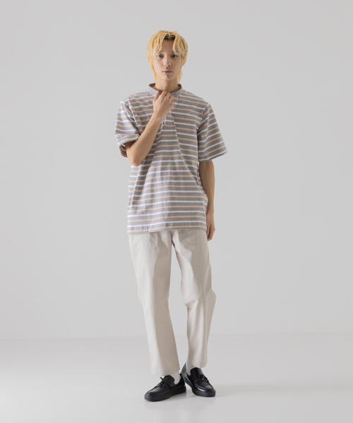 Barbarian(バーバリアン)の「【BARBARIAN / バーバリアン】 8oz ライト ウェイト ヘンリーネック ボーダーTシャツ(Tシャツ/カットソー・メンズ・アイボリー/ネイビー/グレー・S/M/L/XL)」の6枚目の写真