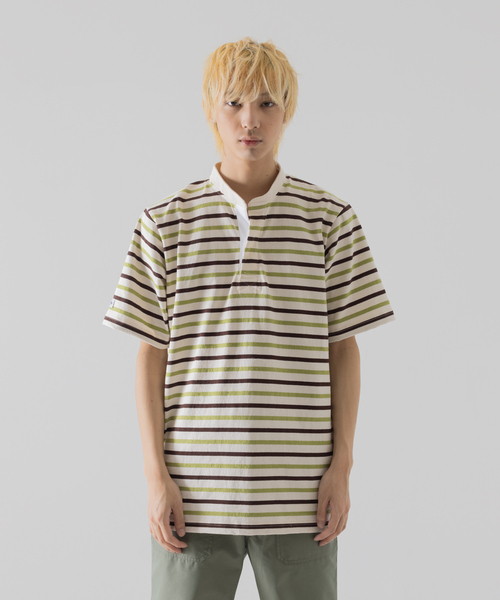 Barbarian(バーバリアン)の「【BARBARIAN / バーバリアン】 8oz ライト ウェイト ヘンリーネック ボーダーTシャツ(Tシャツ/カットソー・メンズ・アイボリー/ネイビー/グレー・S/M/L/XL)」の7枚目の写真