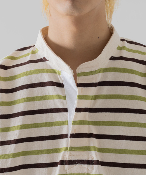 Barbarian(バーバリアン)の「【BARBARIAN / バーバリアン】 8oz ライト ウェイト ヘンリーネック ボーダーTシャツ(Tシャツ/カットソー・メンズ・アイボリー/ネイビー/グレー・S/M/L/XL)」の10枚目の写真