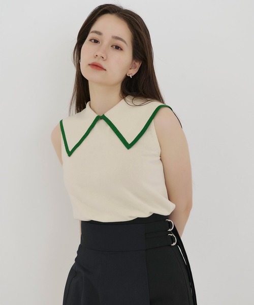 TINA：JOJUN（ティーナジョジュン）の「オーガニックコットン ビッグカラーニット TINA：JOJUN（ニット/セーター・レディース・ブラック/ネイビー/アイボリー・M）」の16枚目の写真