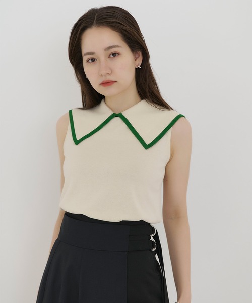 TINA：JOJUN（ティーナジョジュン）の「オーガニックコットン ビッグカラーニット TINA：JOJUN（ニット/セーター・レディース・ブラック/ネイビー/アイボリー・M）」の19枚目の写真