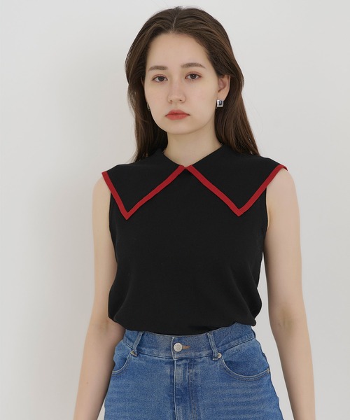 TINA：JOJUN（ティーナジョジュン）の「オーガニックコットン ビッグカラーニット TINA：JOJUN（ニット/セーター・レディース・ブラック/ネイビー/アイボリー・M）」の11枚目の写真