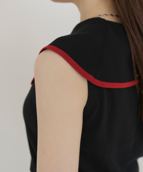 TINA：JOJUN（ティーナジョジュン）の「オーガニックコットン ビッグカラーニット TINA：JOJUN（ニット/セーター・レディース・ブラック/ネイビー/アイボリー・M）」の9枚目の写真