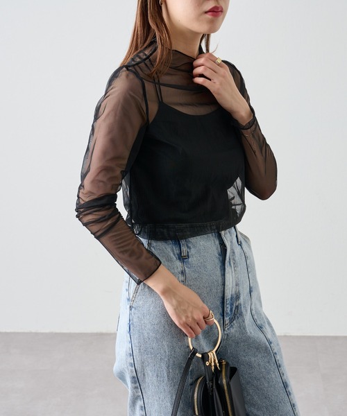 COLONY 2139（コロニートゥーワンスリーナイン）の「【5色展開！】シアーネットメロー長袖プルオーバー（Tシャツ/カットソー・レディース・ブラック/ピンク/グリーン/オレンジ/オフホワイト・FREE）」の16枚目の写真