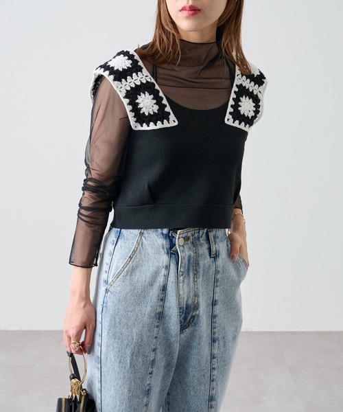 COLONY 2139（コロニートゥーワンスリーナイン）の「【5色展開！】シアーネットメロー長袖プルオーバー（Tシャツ/カットソー・レディース・ブラック/ピンク/グリーン/オレンジ/オフホワイト・FREE）」の17枚目の写真