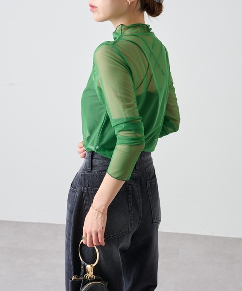 COLONY 2139（コロニートゥーワンスリーナイン）の「【5色展開！】シアーネットメロー長袖プルオーバー（Tシャツ/カットソー・レディース・ブラック/ピンク/グリーン/オレンジ/オフホワイト・FREE）」の19枚目の写真