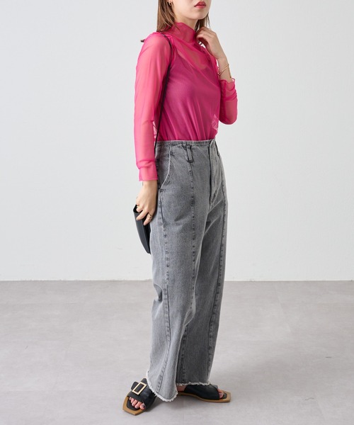 COLONY 2139（コロニートゥーワンスリーナイン）の「【5色展開！】シアーネットメロー長袖プルオーバー（Tシャツ/カットソー・レディース・ブラック/ピンク/グリーン/オレンジ/オフホワイト・FREE）」の20枚目の写真