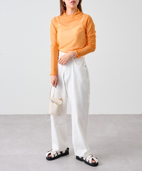 COLONY 2139（コロニートゥーワンスリーナイン）の「【5色展開！】シアーネットメロー長袖プルオーバー（Tシャツ/カットソー・レディース・ブラック/ピンク/グリーン/オレンジ/オフホワイト・FREE）」の14枚目の写真