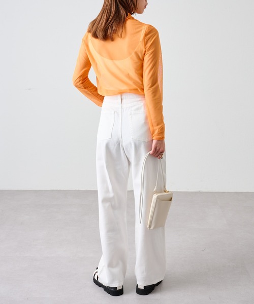 COLONY 2139（コロニートゥーワンスリーナイン）の「【5色展開！】シアーネットメロー長袖プルオーバー（Tシャツ/カットソー・レディース・ブラック/ピンク/グリーン/オレンジ/オフホワイト・FREE）」の22枚目の写真