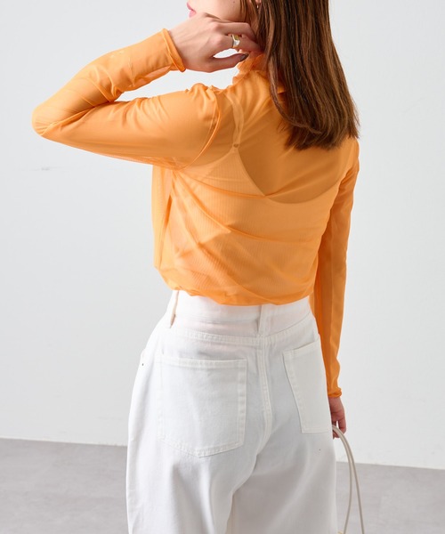 COLONY 2139（コロニートゥーワンスリーナイン）の「【5色展開！】シアーネットメロー長袖プルオーバー（Tシャツ/カットソー・レディース・ブラック/ピンク/グリーン/オレンジ/オフホワイト・FREE）」の21枚目の写真