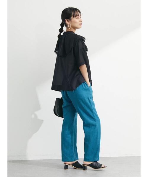 Green Parks(グリーンパークス)の「I 襟付きフリルブラウス(シャツ/ブラウス・レディース・ブラック/オフホワイト・FREE)」の11枚目の写真