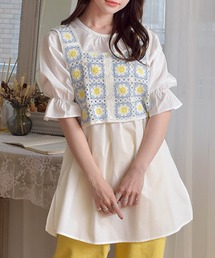 【セットアイテム】花柄クロシェベストSET