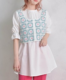 【セットアイテム】花柄クロシェベストSET