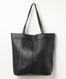 シンセティックレザースクエアトートバッグ